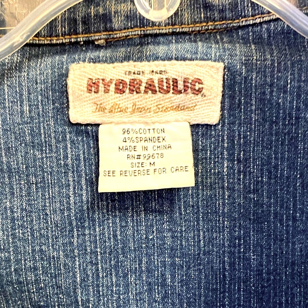 1998 HYDRAULIC STRETCHY DENIM JACKET~TRULY VINTAGE FROM MY PERSONAL COLLECTION~M - Picture 3 of 10